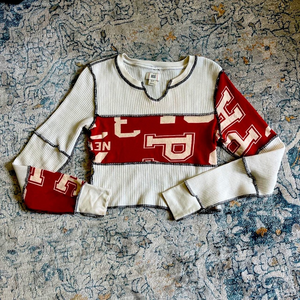 BDG long sleeves patchwork crop top